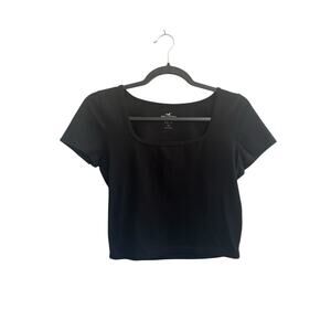 Hollister Baby Tee Must-Have Collection Medium Black Ribbed Crop Top #5070